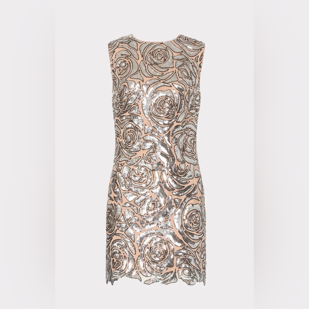 MILLY ' Ivette Rose Sequins Shift Mini Dress